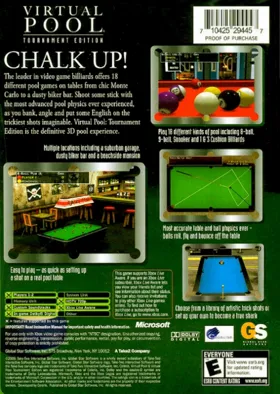 Virtual Pool Tournament Edition (USA) box cover back